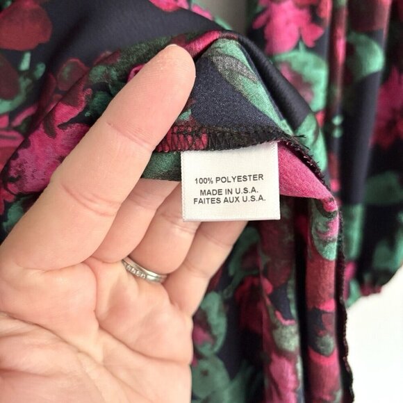 NEW MISA Los Angeles Simone Black and Pink Floral Satin Midi Dress Women’s Small - Picture 8 of 12